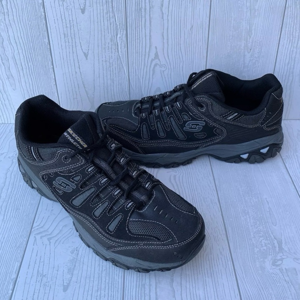 Skechers Men's After Burn 50125 Lace-Up Sneakers Shoes Black/Gray Size 12 - Picture 2 of 13